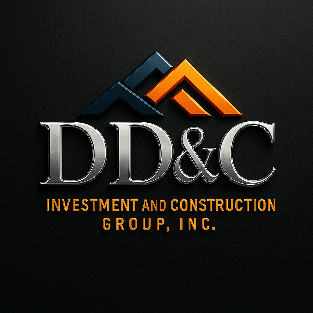 DD&C Construction logo and branding graphics